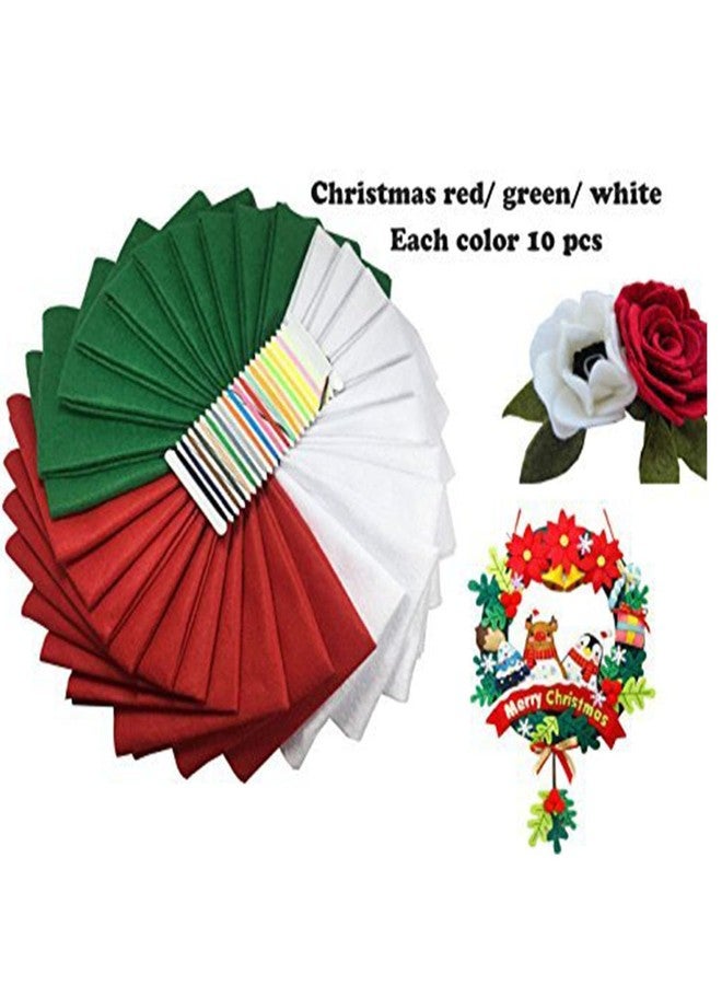 CANVASS Pack of 10 Bright A4 Size Multicolored Stiff Felt Sheet 21x31 cm 8x12 Inches (A4 Size, Red White Green) - Image 2